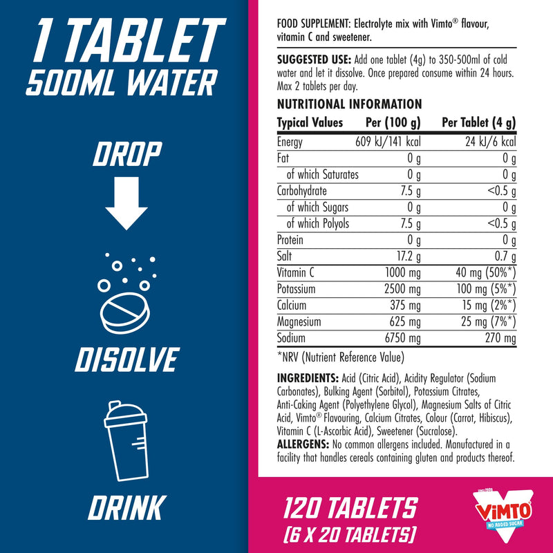 Applied Nutrition Endurance Hydration Electrolyte Tablets - 400mg Electrolytes per Serving – 120 Effervescent Tablets, Sugar Free, Low Calorie, Added Vitamin C Boost Performance – Vimto 120 count (Pack of 1)