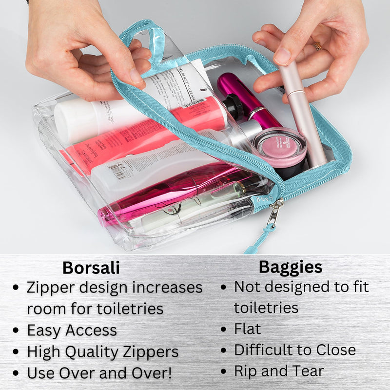Light Blue TSA Quart Size Bag Approved for Carry On Travel with Brown Small Crossbody Bag for Women and Paper Soap Sheets 1 Case with 50 Sheets To Go