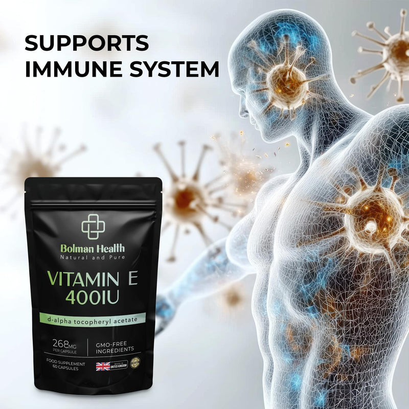 Vitamin E Capsules 400IU | 268mg Per Capsule | d-Alpha Tocopheryl Acetate | Supports Antioxidant Protection & Immune Function | 60 Vegan HPMC Capsules | Non-GMO | Gluten-Free