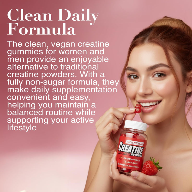 Creatine Gummies – Vegan Creatine Monohydrate Gummies, Strawberry Flavoured for Post Workout Recovery, Boost Muscle Growth and Enhance Strength, 2,500 MG, 60 Units (Strawberry)