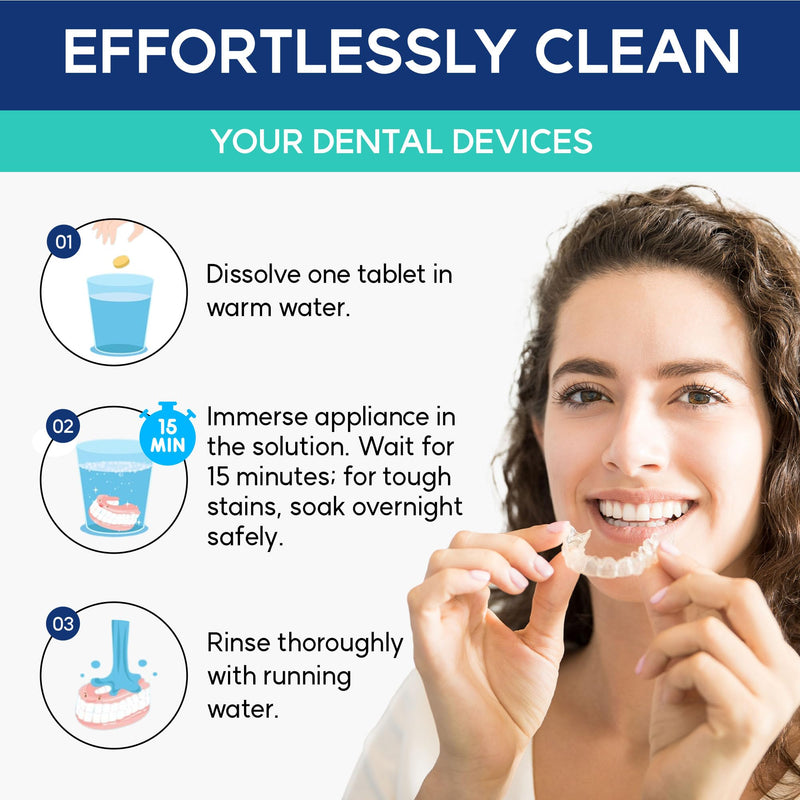 [Australia] - Cleaner Tablets for Difiney Anti Snoring Device: Retainer Cleaner for Invisalign, Night Guard– Deep Denture Cleaning – Odor, Stain & Plaque Remover – 60 Mint Tablets, 2-Month Supply 
