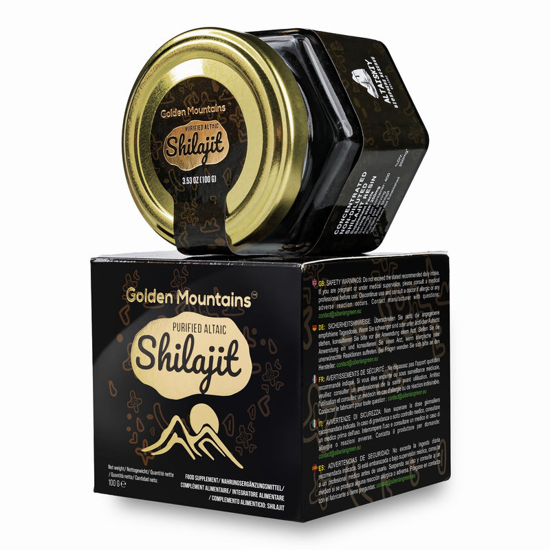 [Australia] - Pure Authentic Siberian Altai "Golden Mountains" Shilajit Resin 100g 3.53oz - Measuring Spoon – Quality & Safety Certificate in each Box 