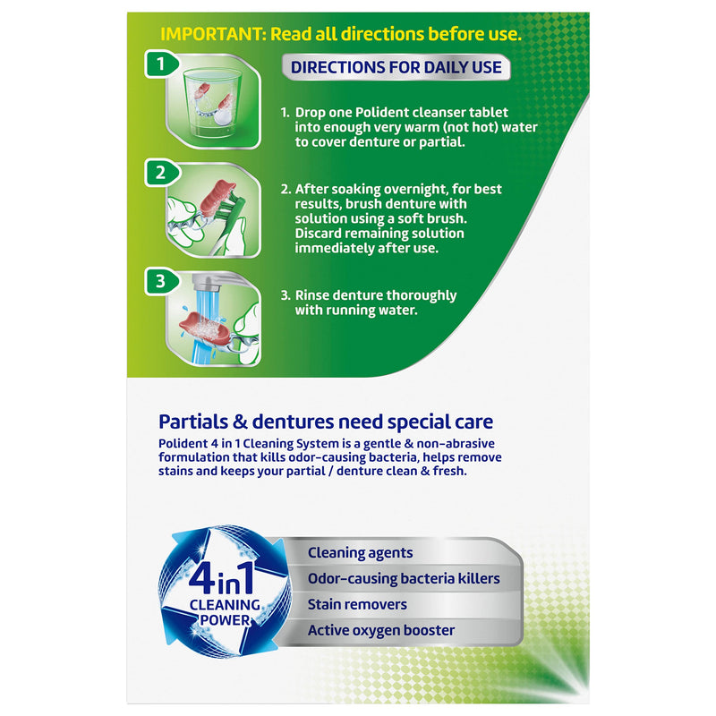 [Australia] - Polident Overnight Whitening Denture Cleanser Tablets - 120 Count 120 Count (Pack of 1) New 