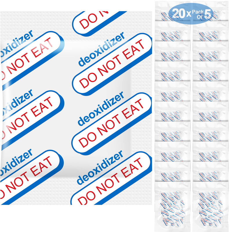 [Australia] - 500cc Oxygen Absorbers for Food Storage - 100 Count (20x Packs of 5) - for Long Term Food Storage & Survival, Mylar Bags, Canning, Harvest Right Freeze Dryer, Dehydrated, and Preserved Foods 500cc 