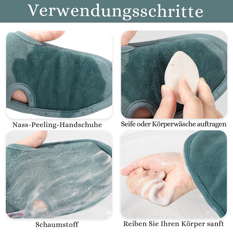 [Australia] - Pack of 4 peeling gloves, exfoliating gloves, body peeling gloves for men and women, peeling and body scrub (grey) 
