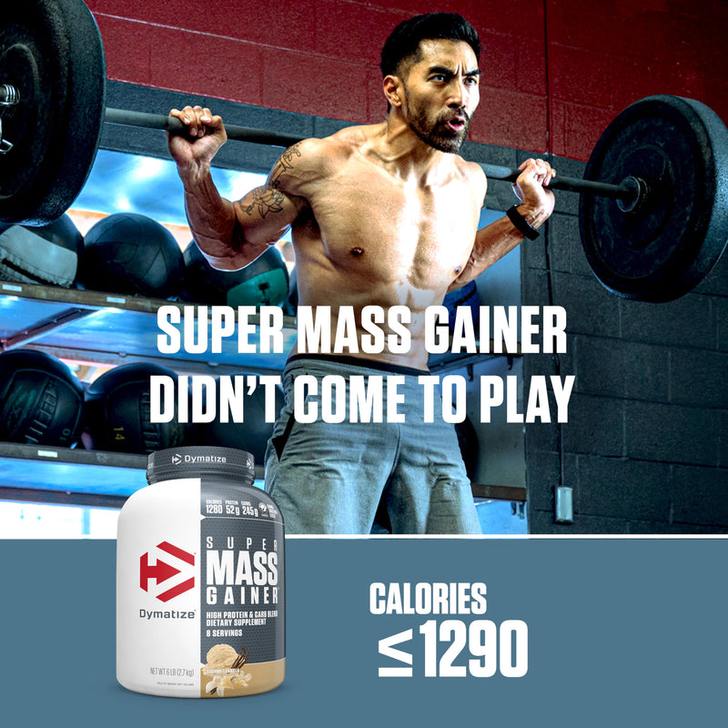 Dymatize Super Mass Gainer Protein Powder, Gourmet Vanilla, 52g Protein, 1g Creatine, 1280 Calories, 10.7g BCAAs, 245g Carbs, Contains Whey Protein Powder, Isolate, and Casein (8 Servings) 6 Pound (Pack of 1)