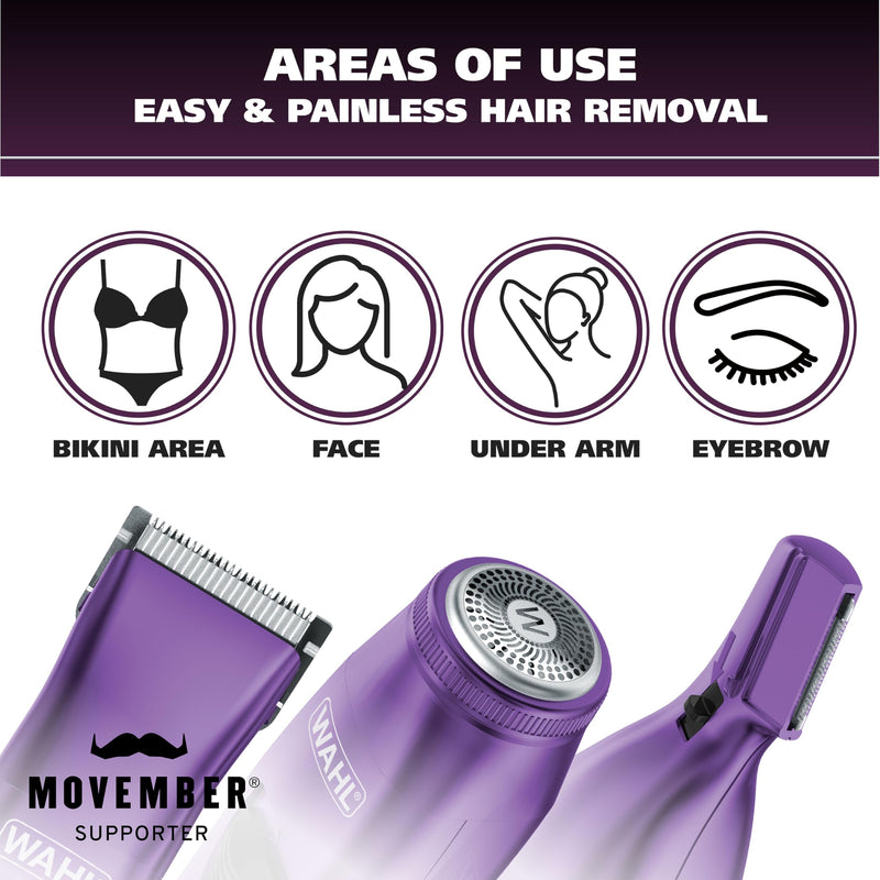 [Australia] - Wahl Pure Confidence Rechargeable Electric Trimmer, Shaver, & Detailer for Smooth Shaving & Trimming of The Face, Underarm, Eyebrows, & Bikini Areas – Model 9865-100 