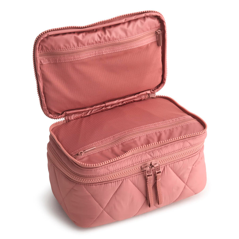 Vera Bradley Women's Featherweight Brush Up Cosmetic Case, Moonless Night, One Size Withered Rose