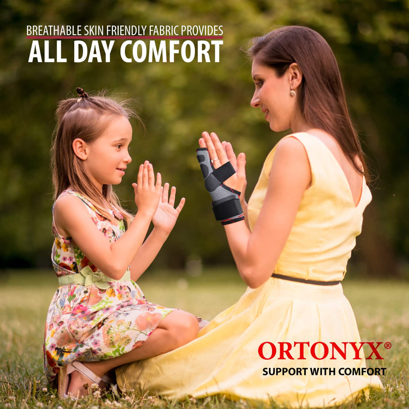 [Australia] - ORTONYX Pinky Finger Splint Wrist Immobilizer Brace - Boxer Fracture for 4th & 5th Finger, Ulnar Gutter Support, Metacarpal Tunnel Syndrome, Breathable & Adjustable for Left or Right Hand / KB434 Gray One size Gray/Red/Black 
