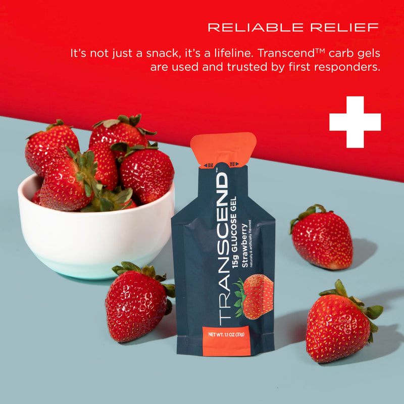 [Australia] - Transcend Foods Strawberry Gel (1.1 oz, Pack of 10) Fast-acting Carb Gel Strawberry Flavor – Caffeine Free, Gluten Free 