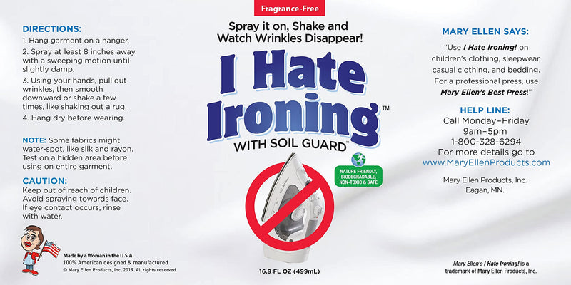 [Australia] - Mary Ellen Products I Hate Ironing Spray Wrinkle Remover, 16 -Ounce 