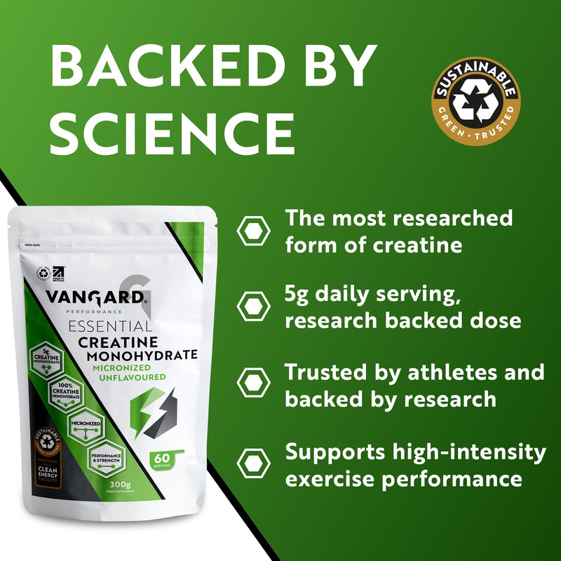 Creatine Monohydrate - 100% Pure Micronised Creatine Powder for Strength, Power & Muscle Growth Supplement, Unflavoured, Vegan & Easy-Mix (300g - 60 Servings)