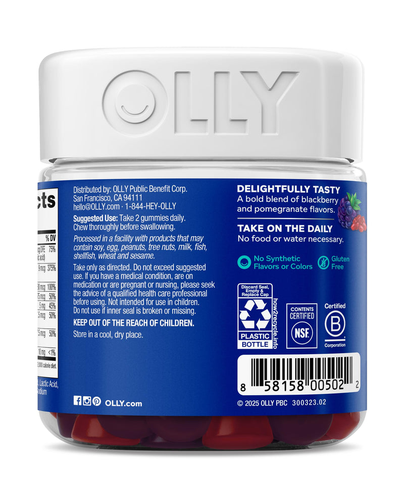 OLLY Men's Multivitamin Gummy, Supports Overall Wellness,* - 90 Count Blackberry 90 Count (Pack of 1)
