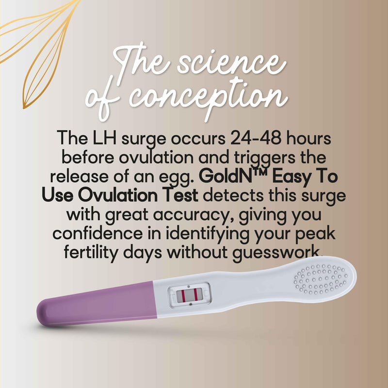 GoldN™ Easy to Use Ovulation Test Predictor Kit 10 Count | Midstream LH Surge Fertility Test | Easy At-Home Tracker | Fast 5-Minute Results | Hygienic, Mess-Free, Accurate Trying To Conceive (TTC) Aid