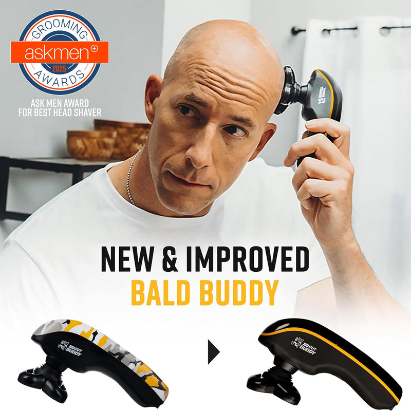 [Australia] - Bald Buddy Head Shaver for Men, Waterproof, Rechargeable Electric Razor, Cordless, Ergonomic Design, Battery & Cleaning Indicator, The Cut Buddy 