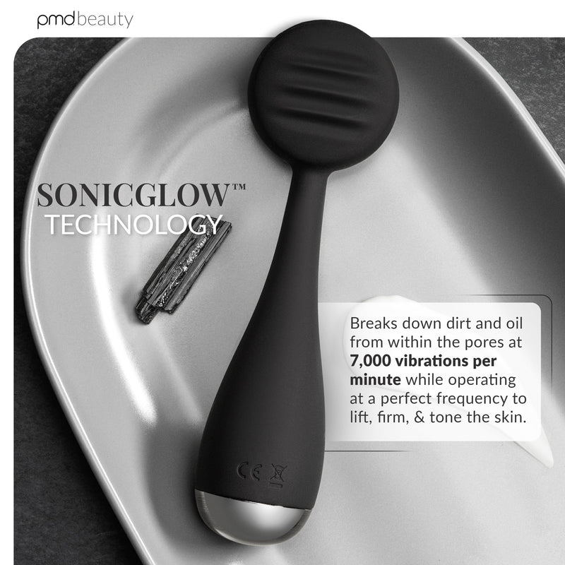PMD Clean - Smart Facial Cleansing Device with Silicone Brush & Anti-Aging Massager Black