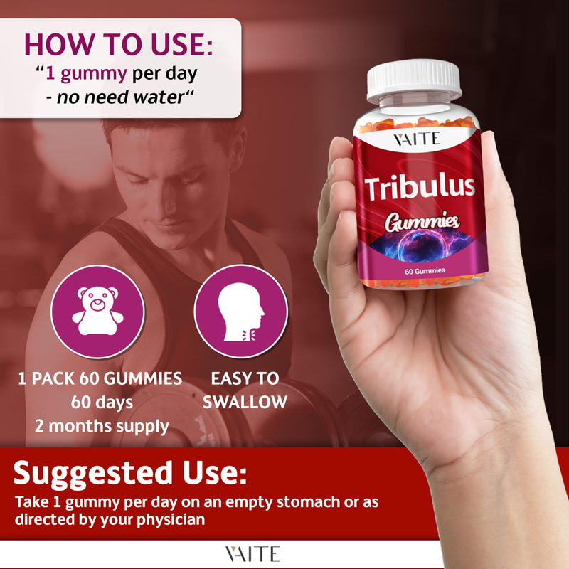 [Australia] - Tribulus Terrestris Gummies 1000 mg ‚Äì 60 Chewable Gummies ‚Äì Vegan, Sugar-Free, Gluten-Free, Non-GMO ‚Äì Plant-Based Daily Formula ‚Äì No Water Needed ‚Äì Easy-to-Take Supplement Format 