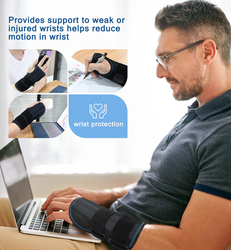 HiRui Wrist Brace for Carpal Tunnel Arthritis, Wrist Support with Splints Compression Hand Support for Tendonitis Sprain, Fits Day&Night Sleep Support, Adjustable (Medium, Right Hand (Pack of 1)) Right Hand (Pack of 1) Medium