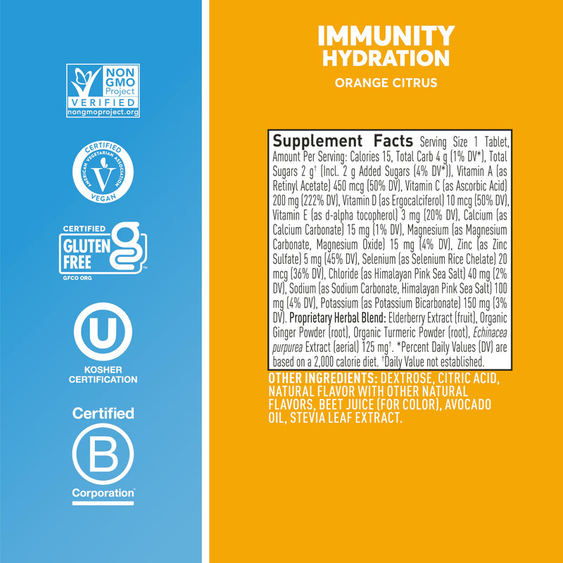 [Australia] - Nuun Hydration Immunity Electrolyte Tablets With 200mg Vitamin C, Orange Citrus, 8 Pack (80 Servings) 10 Count (Pack of 8) 