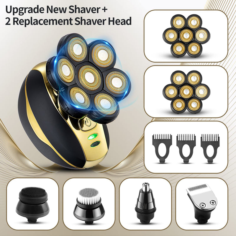 [Australia] - Head Shaver for Bald Men - Upgrade 7D Electric Razors, Multifunctional Hair Shaving Grooming Kit, Waterproof Wet & Dry 