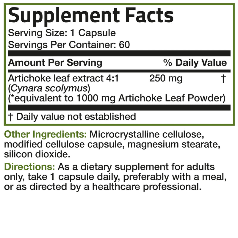 [Australia] - Bronson Artichoke Leaf Extra Strength Supports Healthy Digestion Healthy Liver Function, Non-GMO, 60 Vegetarian Capsules 60 Count (Pack of 1) 