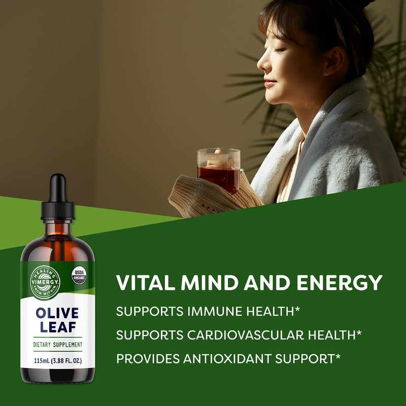 [Australia] - Vimergy Organic Olive Leaf Extract, 57 Servings – Pure Olive Leaf Liquid Drops – Supports Immune and Cardiovascular Health - USDA Organic, Gluten-Free, Non-GMO, Vegan & Paleo Friendly (115 ml) 