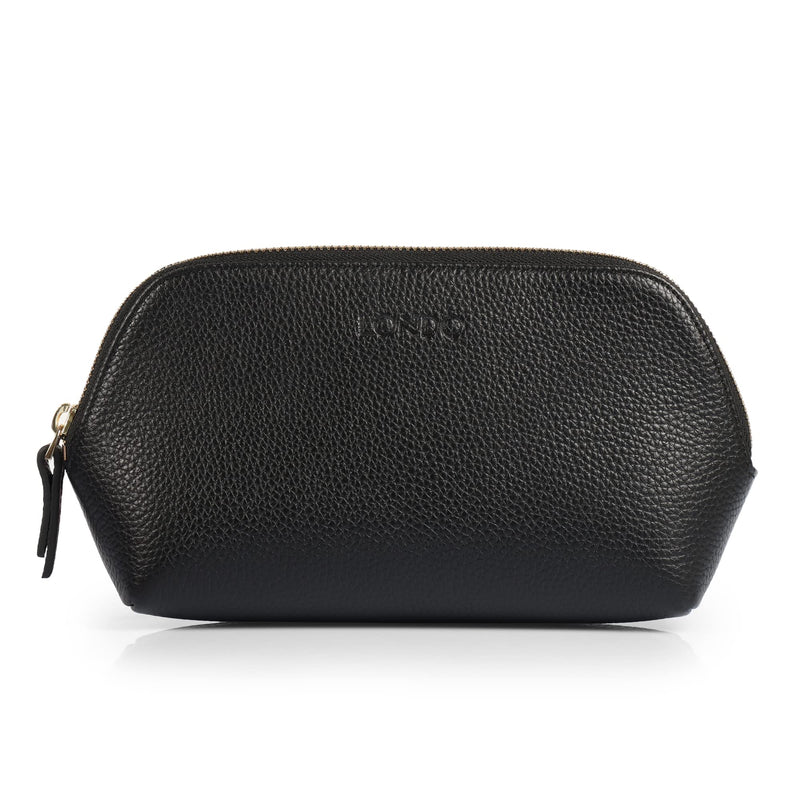 Londo Genuine Leather Makeup Bag – Cosmetic Pouch, Travel Organizer, Toiletry Clutch for Women, Stylish & Durable Storage for Essentials Black