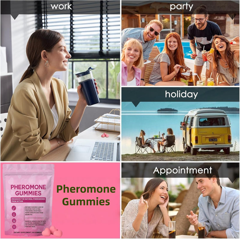 Women's Pheromone Gummies for Health, Scientific Formula with Beetroot, Parsley, and Gluten-Free - Non-GMO, Enhances Attraction and Confidence, Strawberry Flavor (60)