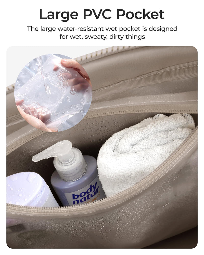 BAGSMART Duffle Bag for Travel, Gym Bag for Women, Weekender Carry on | PVC Wet Pocket, Airline Approved Personal Carry-on Size, Fits Under-seat, One Bag for Gym, Travel, Hospital, Overnight Camel Medium