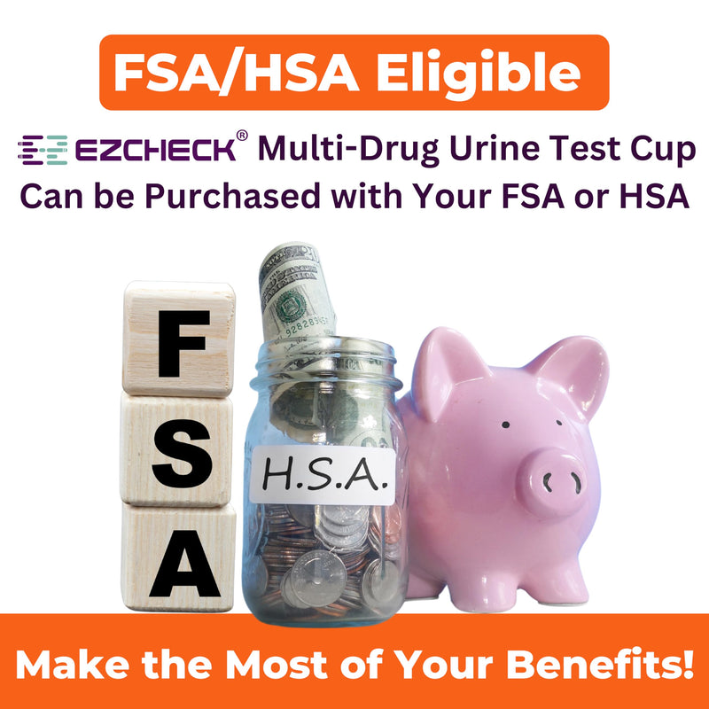 [5 Test Cups] 14-Panel EZCHECK® Multi-Drug Urine Test Cup – at-Home Instant Testing for 14 Substances - Fast Result in 5 mins