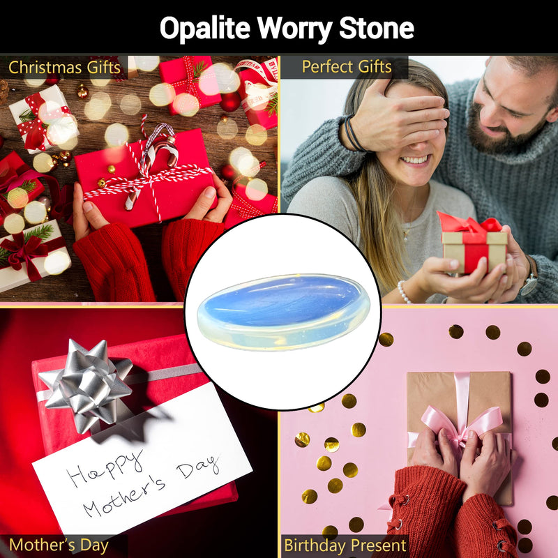 [Australia] - Worry Stone – Opalite Crystal Thumb Worry Stones for Anxiety, Stress – Relaxing and Soothing Balance Stones for Meditation, Stress Relief – Healing Stones and Crystals for Men and Women 