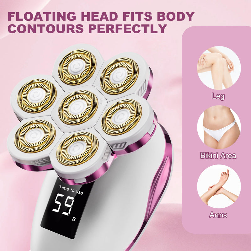 [Australia] - Electric Razors for Women, Wet/Dry 7D Rechargeable Rotary Shaver for Legs, Water Resistant Grooming Kit - Electric Razors for Women, Facial Hair Removal, Bikini Trimmer, Lips - Gentle Hair Remo Pink 