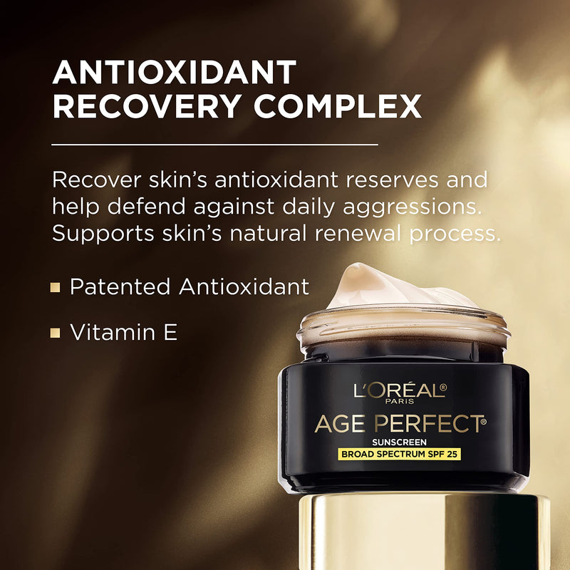 LOreal Paris Age Perfect Cell Renewal Anti-Aging Day Moisturizer with Broad Spectrum SPF 25 Sunscreen,Antioxidants,and Vitamin E 1.7oz,(Pack of 2) 1.7 Ounce (Pack of 2)