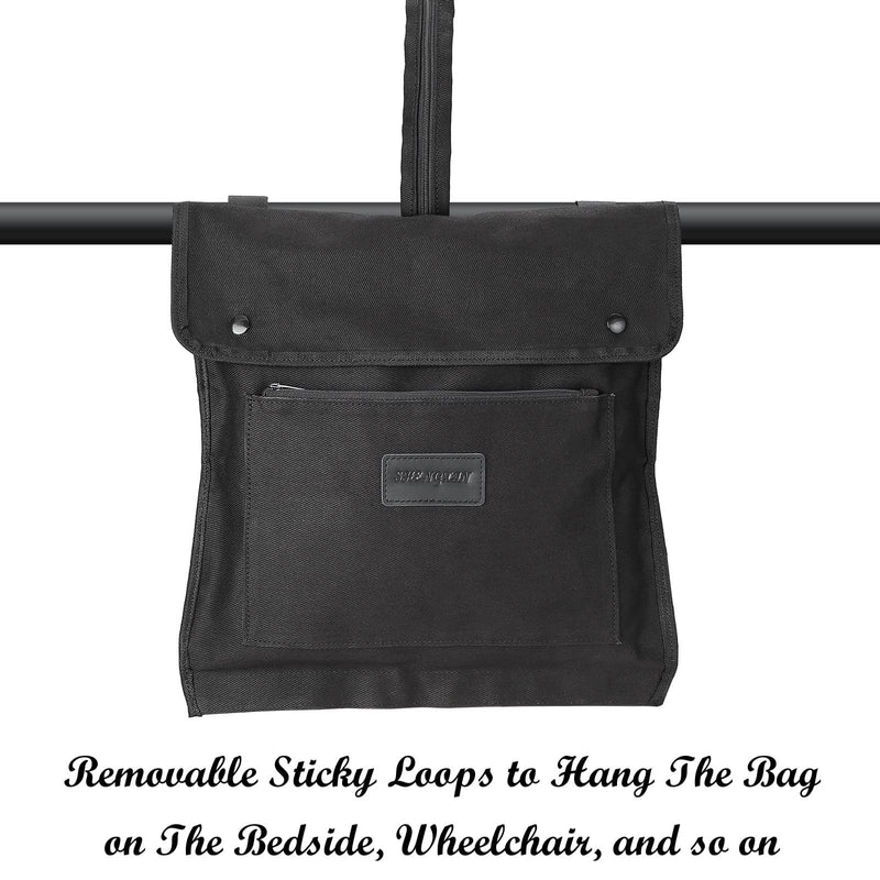 [Australia] - Urine Drainage Bag Holder Bag Cover with Zipper Pipe Sleeve & Adjustable Shoulder Strap (Black) Black 