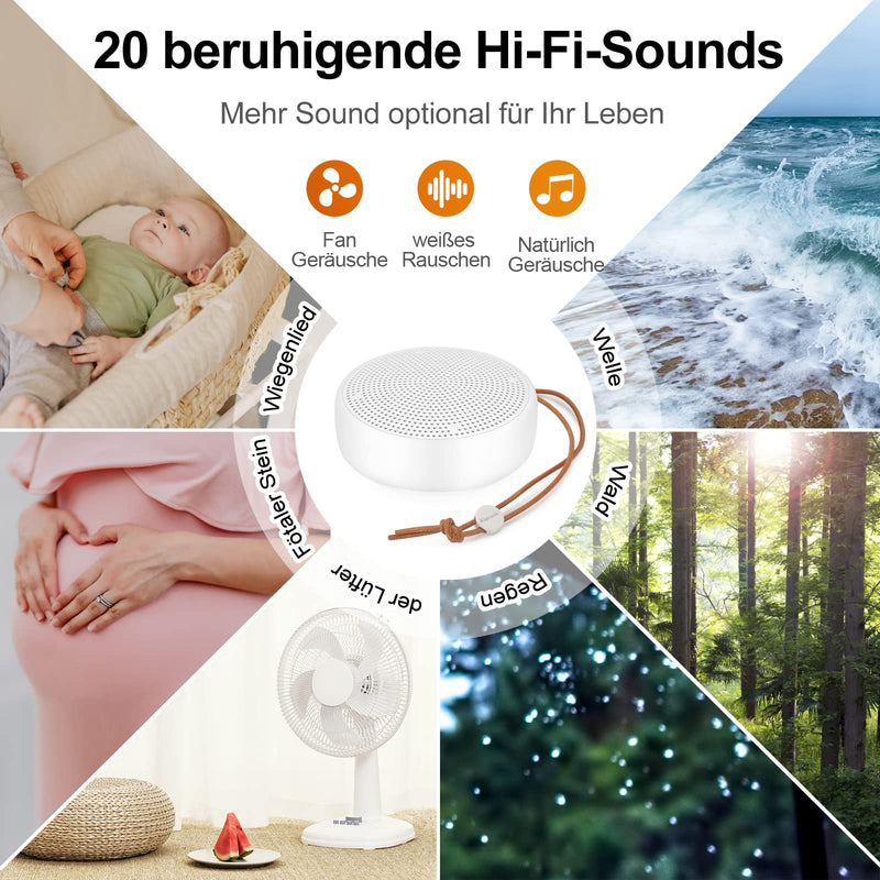 [Australia] - KIPCUSH White Noise Machine - Sleep Aid for Babies Adults, Rechargeable, Portable White Noise Machine Sound Machine with 20 Natural Soothing Sounds, White Noise Sounds and Sleep Timer 