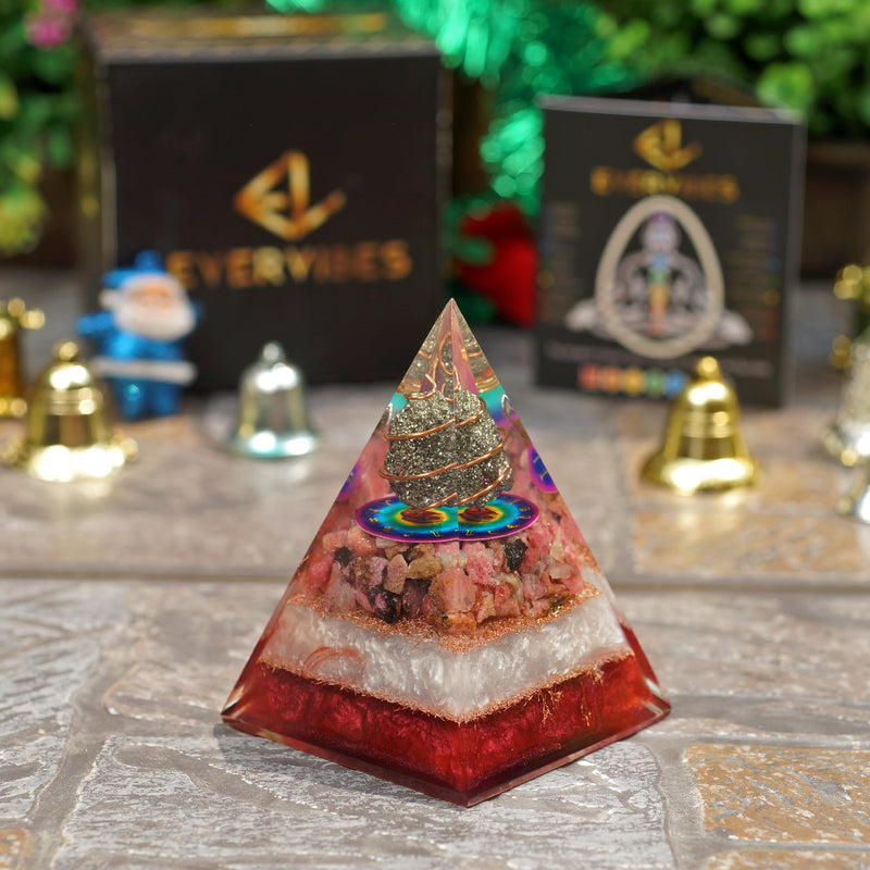 Cancer Zodiac Crystal Pyramid & Palm Stone Set, Natural Pyrite & African Rhodonite Gemstones for Reiki, Yoga, Meditation, Spiritual Practices, Mindfulness, Chakra Decor, Astrology Gift for Men & Women Cancer
