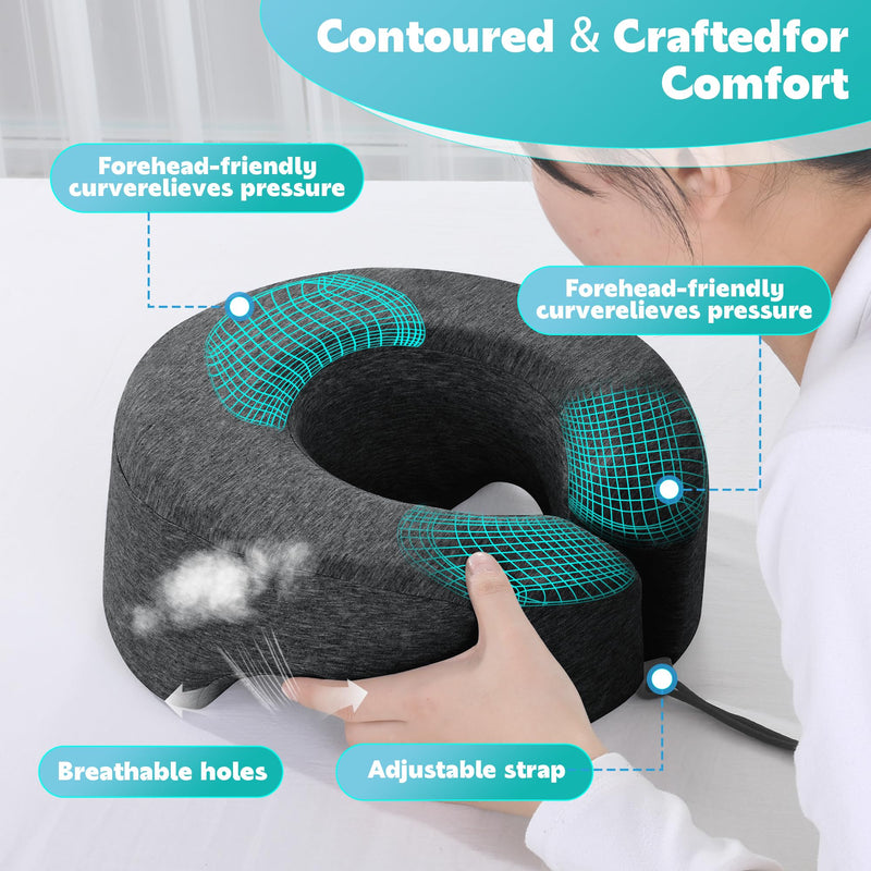 [Australia] - BALAPET Breathable Face Down Pillow, Massage Pillow Face Down After Eye Surgery, Adjustable Memory Foam Stomach Sleeping Pillow for Rest and Recovery(Dark Gray) Dark Gray 