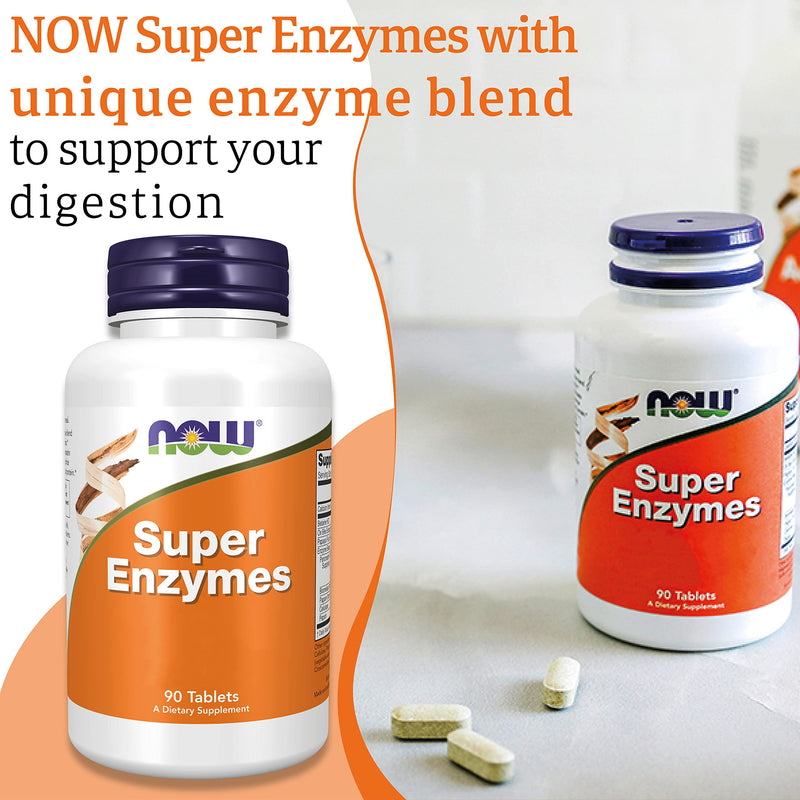 Now Foods, Super Enzyme, 90 Tablets, Lab-Tested, High Dose, Calcium, Gluten Free, Soy Free, Non-GMO
