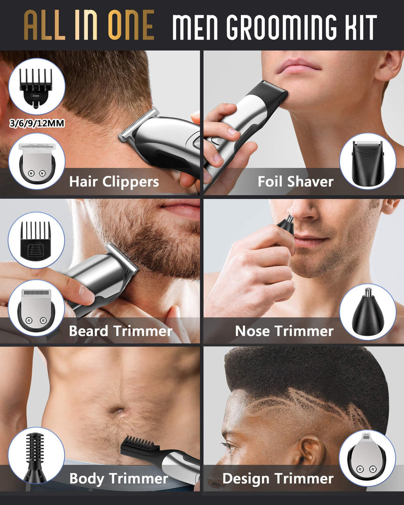 Gifts for Men, Ufree Beard Trimmer with Charger, Electric Razor Shavers Hair Clippers for Men, Nose Hair Trimmer Mustache Body Face Beard Grooming Kit