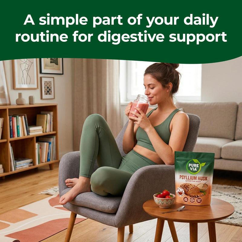 Pure Via Psyllium Husk 500g | Plant-Based Fibre | Fine Milled for Easy Mixing | Ideal for Smoothies, Baking & Everyday Recipes | Vegan & Gluten-Free