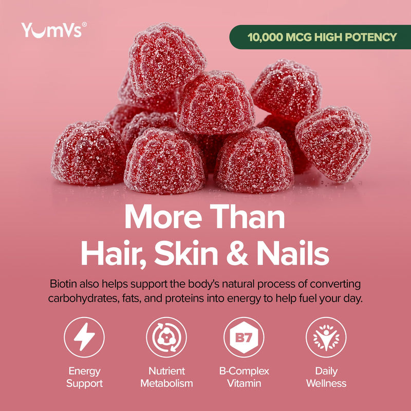 Biotin Gummies 10,000mcg – Biotin for Hair Growth Women – Great-Tasting Gummies – Hair, Skin & Nails Vitamins – Non-GMO Vegan Biotina Supplement for Women – 70 Count | Maximum Strength, Supports Hair Growth, Healthy Skin & Strong Nails, Great-Tasting, ...