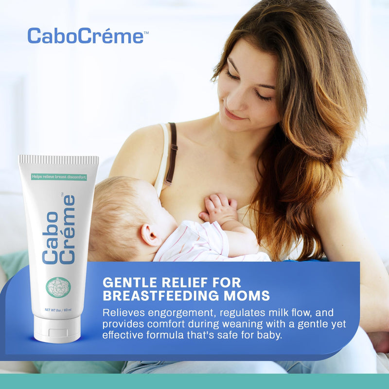 [Australia] - CaboCréme Cabbage Breast Cream for Tenderness & Engorgement Relief, Breastfeeding Weaning Support - Dry Up Breast Milk - Postpartum Essential - OB-GYN Created & Breastfeeding Mother-Approved, 2-pack 