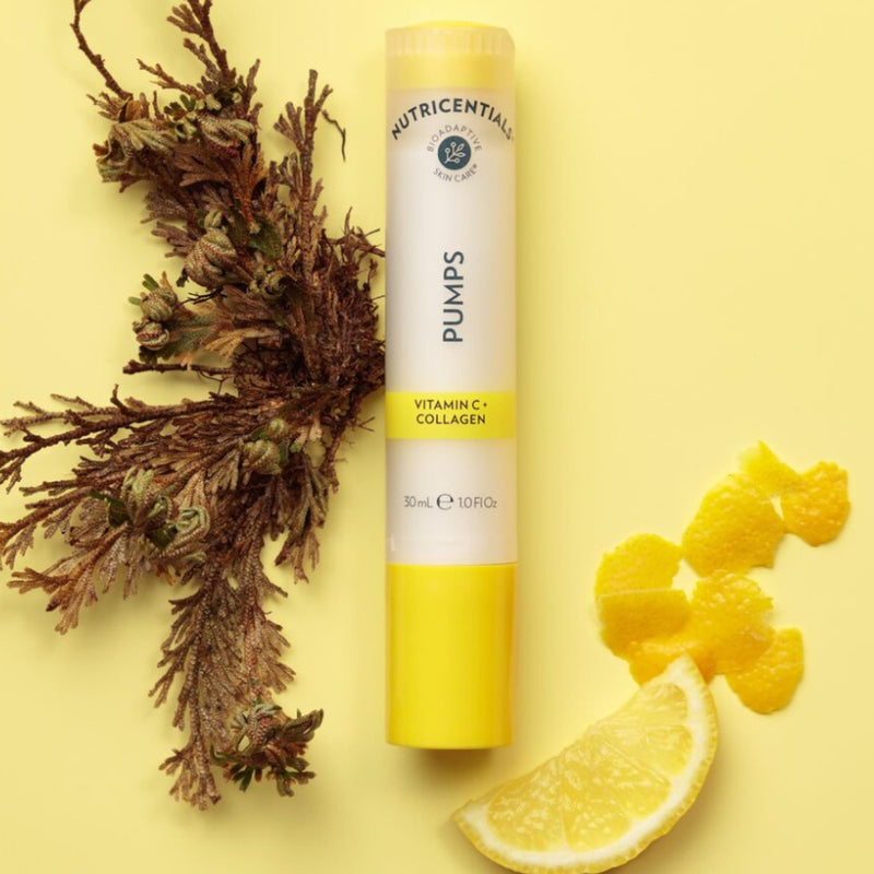 Nu Skin Nutricentials Vitamin C + Collagen Pump Skin Serum | 1.0 Fl Oz | Vegan Collagen formula with Squalane + Apple Fruit Extract for hydration and smooth-feeling skin