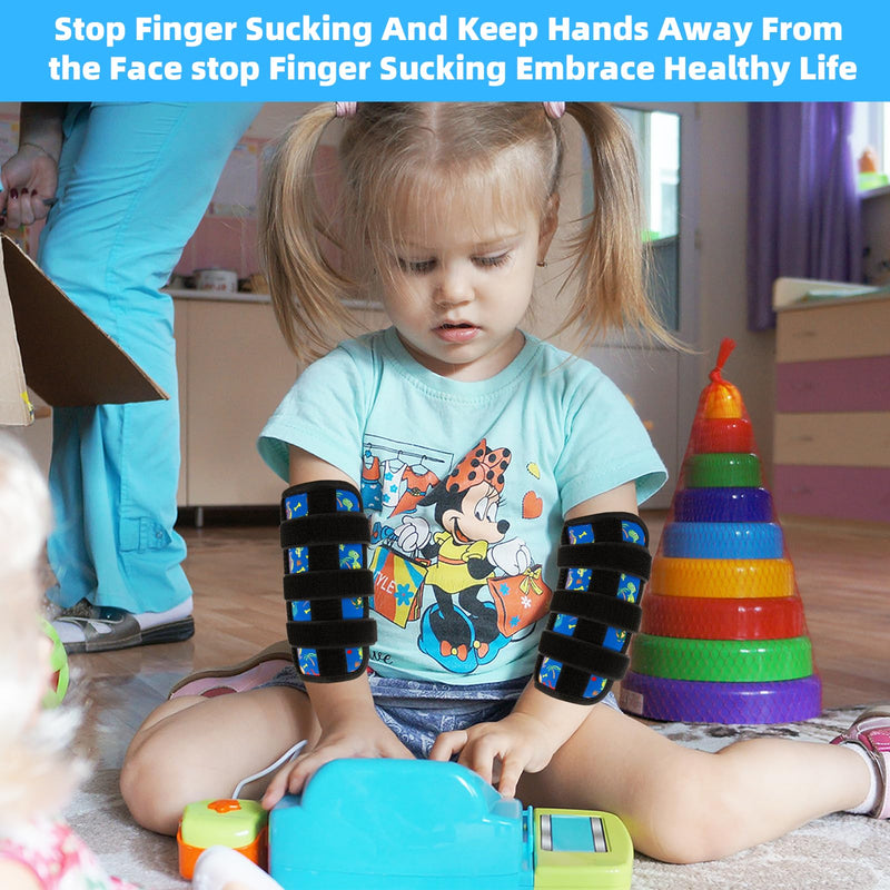 [Australia] - 2 Pcs Thumb Sucking Deterrent, Dinosaur Elbow Thumb Guard for Thumb Sucking, Nail Biting Treatment for Kids Prevention Anti Nose Picking for Boys Girls Finger Sucking Prevention Blue 