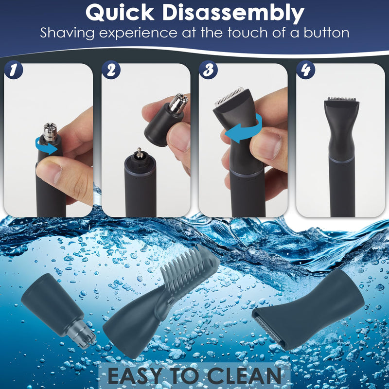 [Australia] - Ear and Nose Hair Trimmer for Men, Rechargeable Professional Painless 3 in 1 Trimmer for Nose Ear Eyebrow & Body Detail Hair Removal with High-Speed 