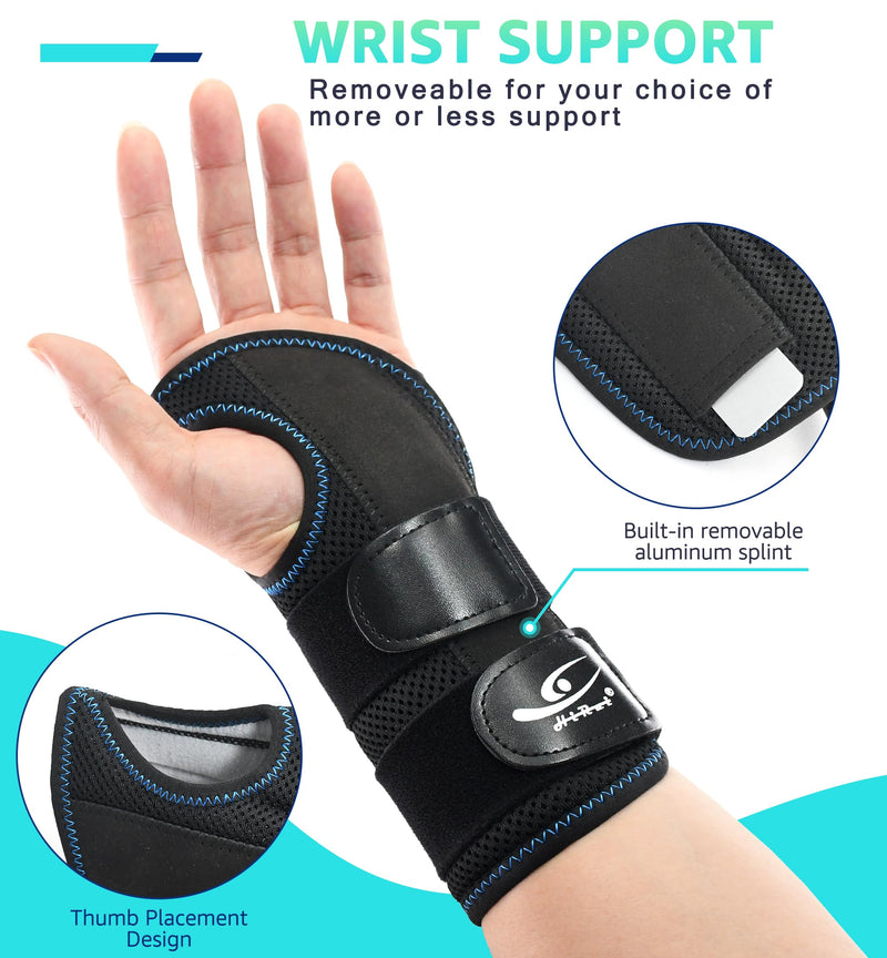 HiRui Wrist Brace for Carpal Tunnel Arthritis, Wrist Support with Splints Compression Hand Support for Tendonitis Sprain, Fits Day&Night Sleep Support, Adjustable (Medium, Right Hand (Pack of 1)) Right Hand (Pack of 1) Medium