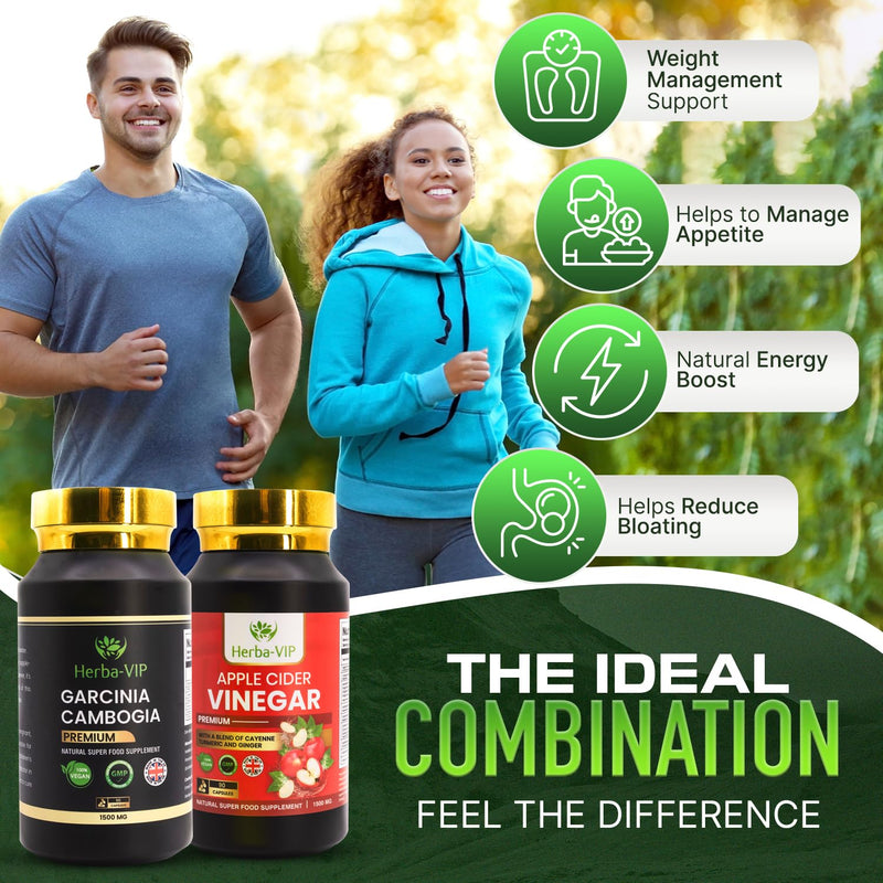Apple Cider Vinegar with Cayenne Pepper, Turmeric & Ginger Root + Garcinia Cambogia with Calcium, Potassium, Chromium, etc. - UK Formulated Food Supplements Capsules – Both Vegan & Vegetarian Suitable