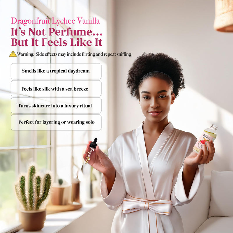Dragonfruit Lychee Vanilla Body Oil – Hydrating & Nourishing Oil for Skin, Hair & Cuticles – Lightweight, Fast-Absorbing, Long-Lasting Fruity Floral Scent, 4 fl oz Dragonfruit Lychee Vanilla 4 Fl Oz (Pack of 1)