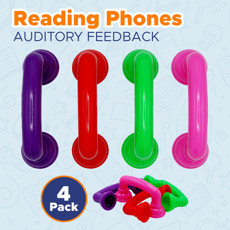 [Australia] - 4E's Novelty Whisper Phones for Reading - Pack of 4 - Auditory Feedback, Hear Myself Sound Phone - Accelerate Reading Fluency, Comprehension & Pronunciation - Speech Therapy Materials Toys 