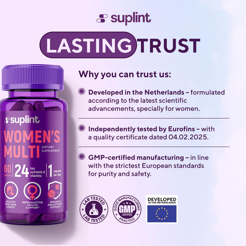 High-Potency Multivitamin Capsules for Women - Multivitamins A-Z Complex with Vitamin B6, Iron, Zinc & Vitex - 60 Capsules - All-in-One Premium Multivitamin